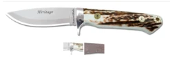 DIAMOND BLADE KNIVES 00801FG HERITAGE STAG FIXED BLADE KNIFE W/SHEATH