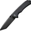 CIVIVI KNIVES CIVC2023C BRAZEN LINERLOCK D2 STEEL ALL BLACK TANTO FOLDING KNIFE.