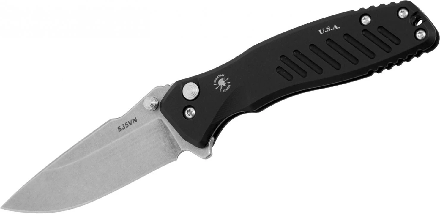 SPARTAN BLADES PALLAS SF3SW BUTTON LOCK CPM-S45VN STEEL FOLDING KNIFE. 3 SPARTAN BLADES PALLAS SF3SW BUTTON LOCK CPM-S45VN STEEL FOLDING KNIFE.