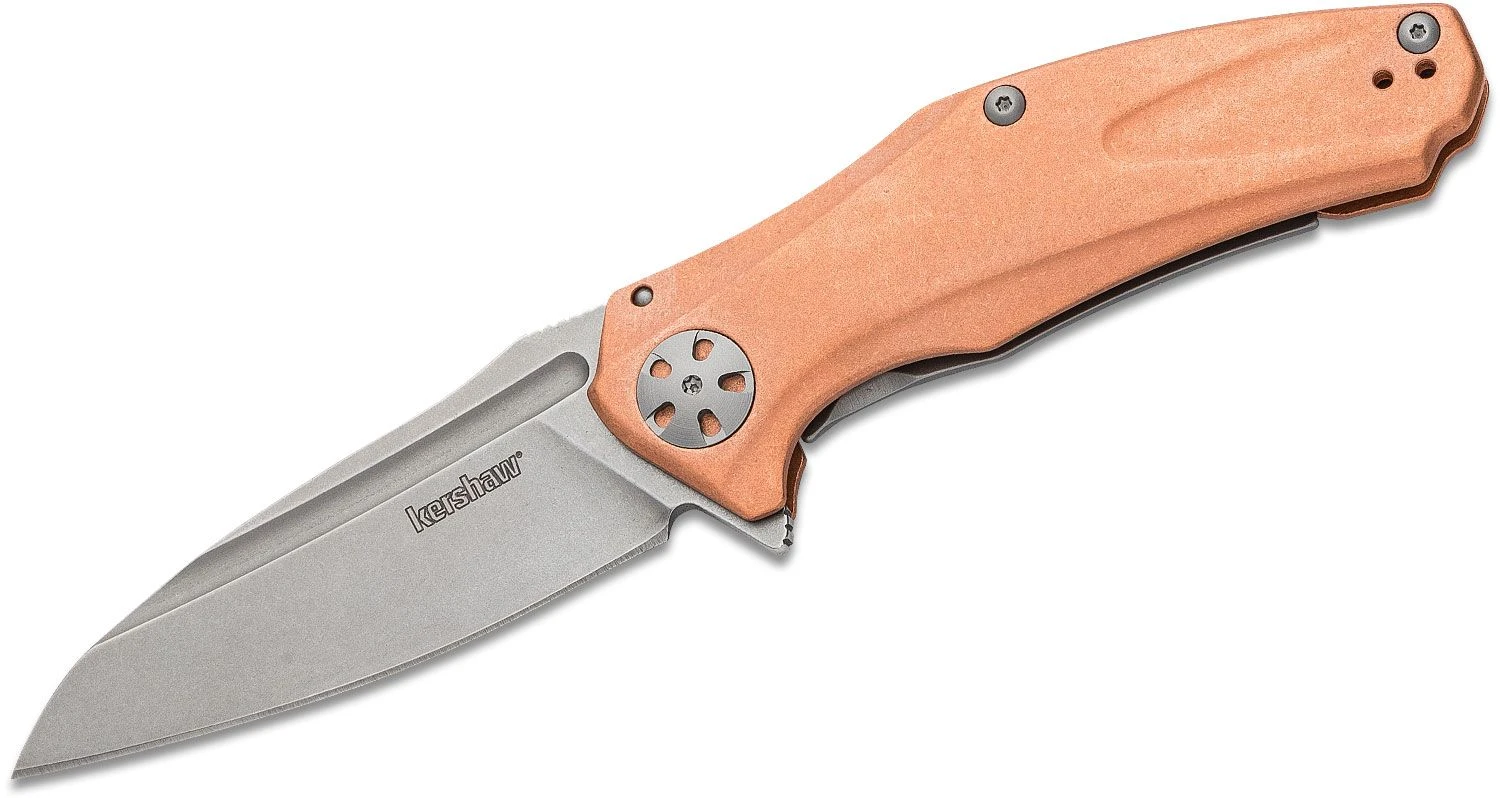 KERSHAW 7007CU NATRIX COPPER D2 STEEL FRAME LOCK KVT SYSTEM FOLDING KNIFE. 3 KERSHAW 7007CU NATRIX COPPER D2 STEEL FRAME LOCK KVT SYSTEM FOLDING KNIFE.