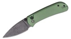 CIVIVI CIVC22030EDS1 QUBIT PUSH LOCK DAMASCUS STEEL GREEN ALUMINUM FOLDING KNIFE.