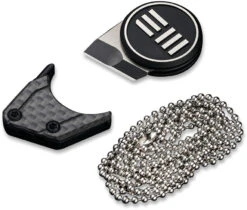 WE KNIVES WE200212 QUARK M390 STEEL TI HANDLE NECK KNIFE WITH CF COVER.