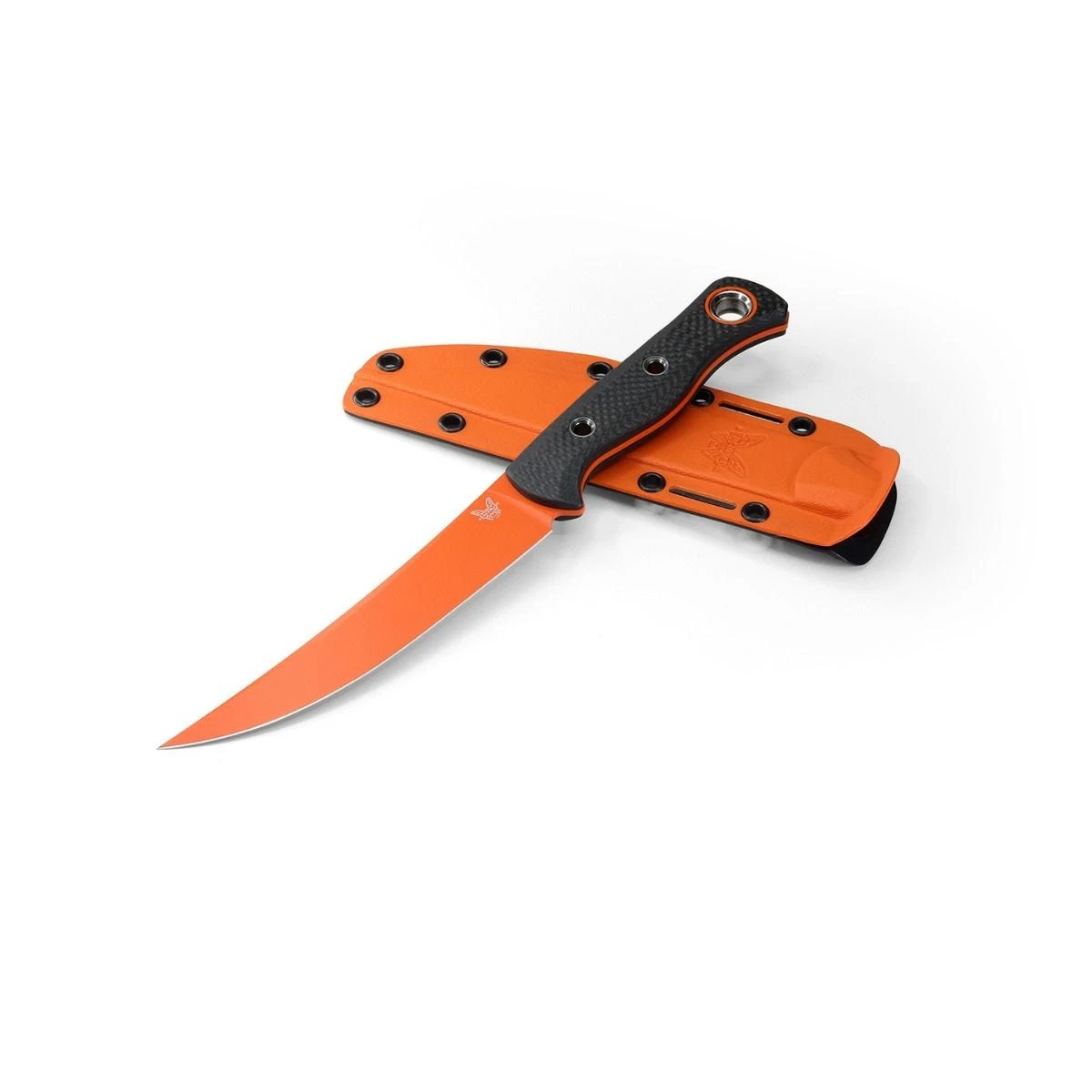 BENCHMADE 15500OR-2 MEATCRAFTER CPM-S45VN CF HANDLE FIXED BLADE KNIFE W/SHEATH. 3 BENCHMADE 15500OR-2 MEATCRAFTER CPM-S45VN CF HANDLE FIXED BLADE KNIFE W/SHEATH.