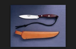 GROHMANN R2SF BIRD AND TROUT FLAT GROUND FIXED BLADE KNIFE W/LEATHER SHEATH