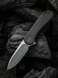 WE KNIVES WE18062XDS1 ELEMENTUM FRAMELOCK TI HANDLE DAMASTEEL FOLDING KNIFE.