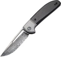 CIVIVI KNIVES CIVC2018DS1 TRAILBLAZER SLIPJOINT DAMASCUS CF HANDLE FOLDING KNIFE.