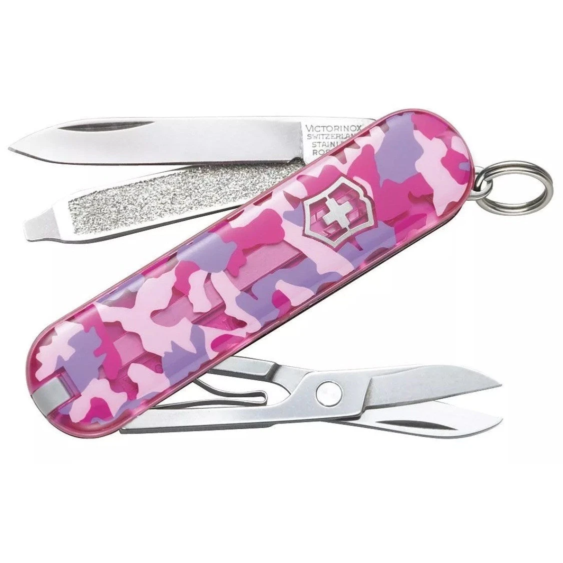SWISS ARMY VICTORINOX 54184 0.6223.T5R2-X3 CLASSIC SD PINK CAMO POCKET KNIFE. 3 SWISS ARMY VICTORINOX 54184 0.6223.T5R2-X3 CLASSIC SD PINK CAMO POCKET KNIFE.