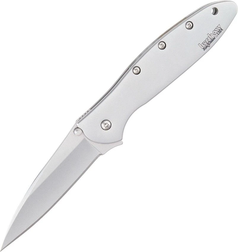 KERSHAW 1660 LEEK STAINLESS HANDLE KEN ONION ASSISTED USA FOLDING KNIFE. 3 KERSHAW 1660 LEEK STAINLESS HANDLE KEN ONION ASSISTED USA FOLDING KNIFE.
