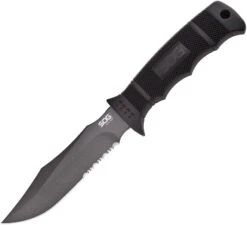 SOG SOG-M37K M37 SEAL PUP AUS-8 STEEL FIXED BLADE KNIFE WITH SHEATH.