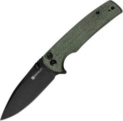 SENCUT KNIVES S210072 SACHSE PUSH LOCK MICARTA 9CR18MOV BLACK FOLDING KNIFE.