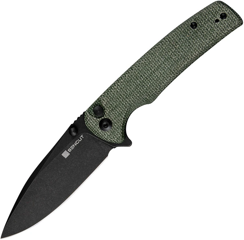 SENCUT KNIVES S210072 SACHSE PUSH LOCK MICARTA 9CR18MOV BLACK FOLDING KNIFE. 3 SENCUT KNIVES S210072 SACHSE PUSH LOCK MICARTA 9CR18MOV BLACK FOLDING KNIFE.