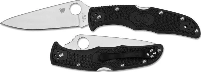 Spyderco C10fpbk Endura Flat Ground Black Frn Plain Edge Folding Knife. 3 Spyderco C10fpbk Endura Flat Ground Black Frn Plain Edge Folding Knife.