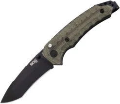SOG KU-3002 KU3002 KIKU ASSISTED BLACK TINI VG10 PLAIN EDGE FOLDING KNIFE