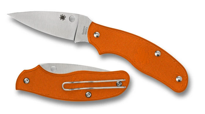 Spyderco C179por Orange Spy-dk N690 Blade Steel Plain Edge Folding Knife. 3 Spyderco C179por Orange Spy-dk N690 Blade Steel Plain Edge Folding Knife.
