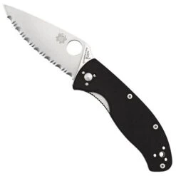 Spyderco C122gs Tenacious Satin Blade Serrated Edge G10 Handle Folding Knife
