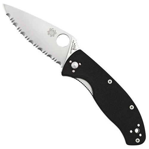 Spyderco C122gs Tenacious Satin Blade Serrated Edge G10 Handle Folding Knife 3 Spyderco C122gs Tenacious Satin Blade Serrated Edge G10 Handle Folding Knife