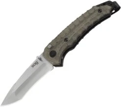 SOG KU-3001 KU3001 KIKU ASSISTED SATIN VG10 PLAIN EDGE FOLDING KNIFE