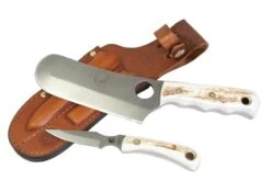 KNIVES OF ALASKA 00004FG BROWN BEAR/CUB COMBO STAG KNIFE WITH LEATHER SHEATH
