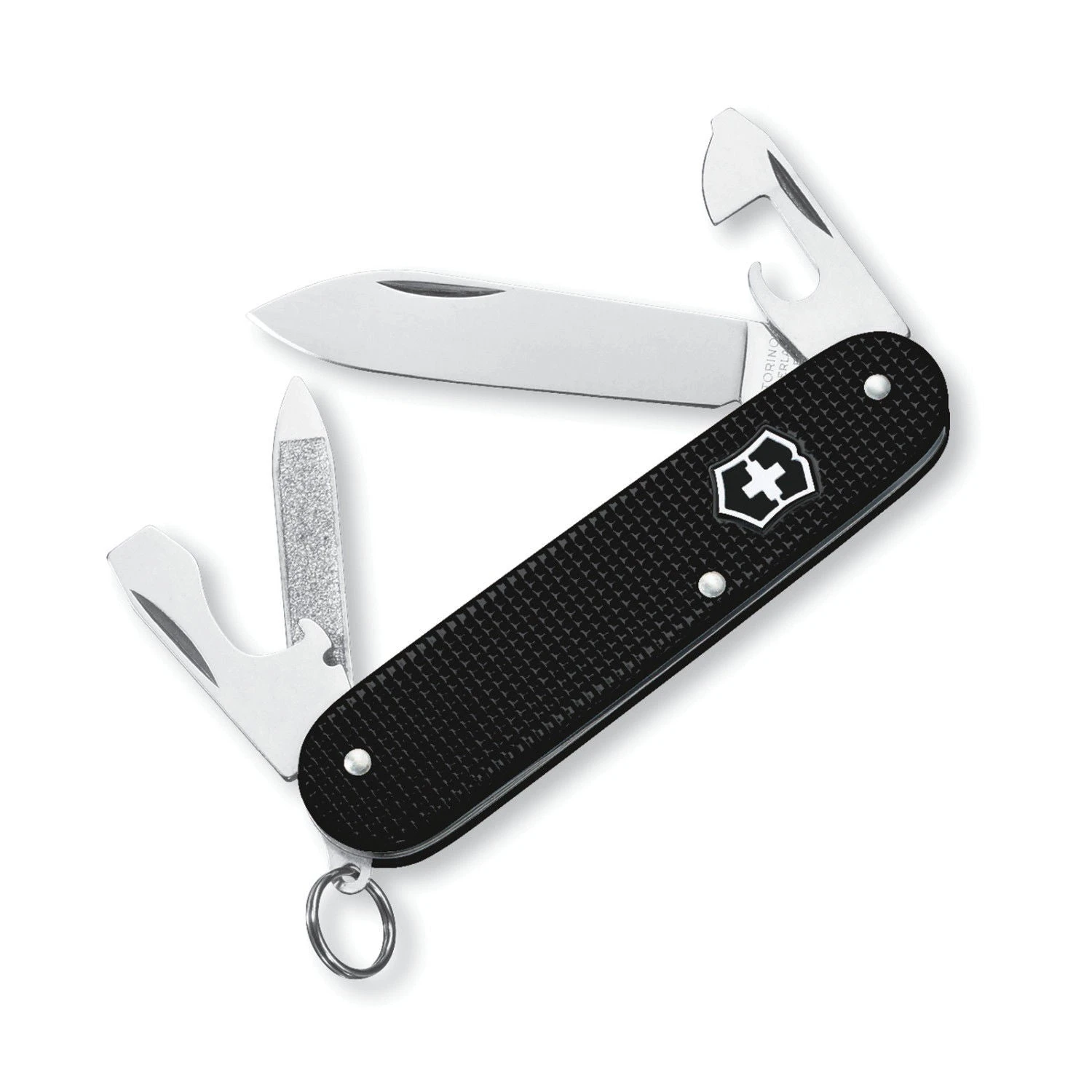 SWISS ARMY VICTORINOX 0.2601.23R-X1 CADET BLACK ALOX FOLDING POCKET KNIFE. 3 SWISS ARMY VICTORINOX 0.2601.23R-X1 CADET BLACK ALOX FOLDING POCKET KNIFE.