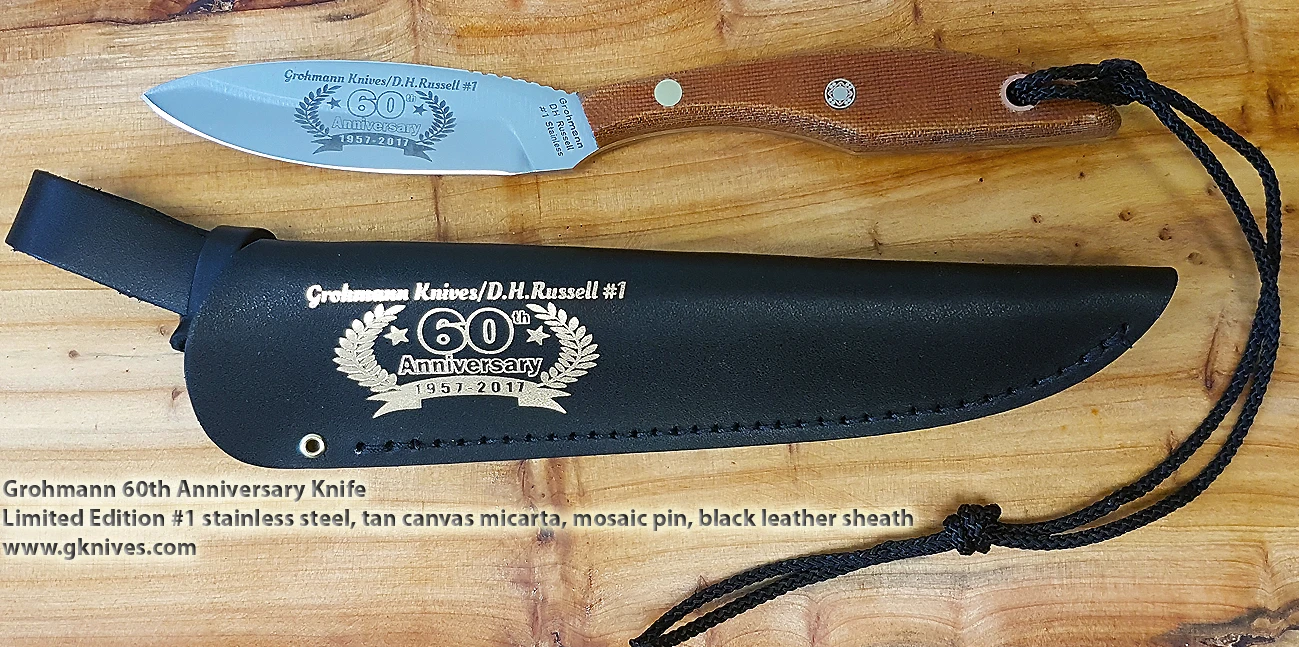 GROHMANN 60TH ANNIVERSARY MICARTA HANDLE FIXED BLADE KNIFE WITH SHEATH 3 GROHMANN 60TH ANNIVERSARY MICARTA HANDLE FIXED BLADE KNIFE WITH SHEATH